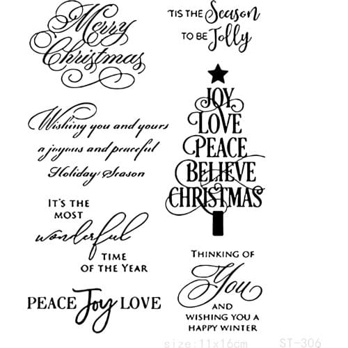 AZSG Graceful Christmas Tree Shape Word Clear Stamps For DIY Scrapbooking/Card Making/Album Decorative Silicone Stamp Crafts