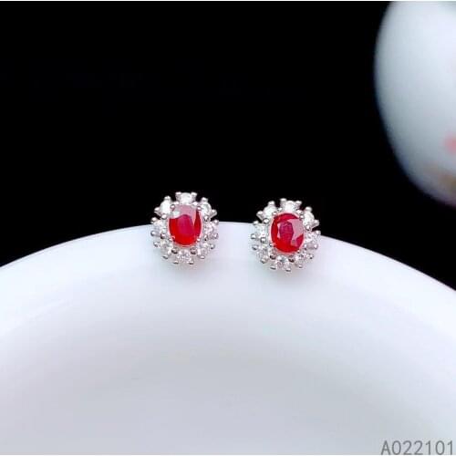 KJJEAXCMY fine jewelry 925 silver natural ruby new girl noble earrings hot selling ear stud support test Chinese style