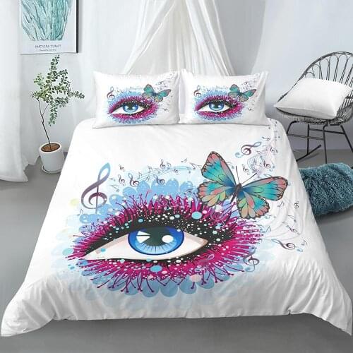 3D Digital Flower Butterfly Eyes Bedding Set for Girls Baby Kids Children Crib Duvet Cover Set Pillowcase Quilt Cover
