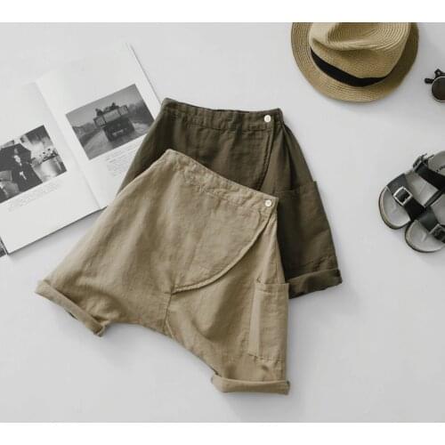 Summer Childrens Cotton Linen Capri Pants Concave Shape Side Opening Cotton and Linen Trousers Cropped Pants