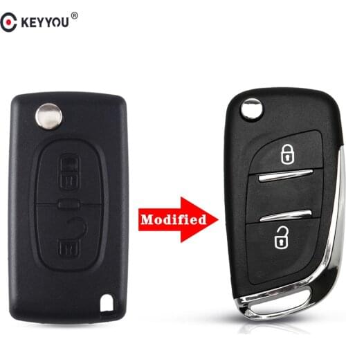 KEYYOU CE0523 Modified Flip Key Shell For Peugeot 306 407 807 Partner For Citroen C2 Remote VA2/HU83 Blade Fob Case 2/3 Buttons