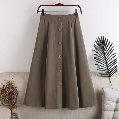 2020 autumn and winter new High waist was thin suit fabric single breasted Skirts Womens Office Skirt Cotton Elastic Skirt
