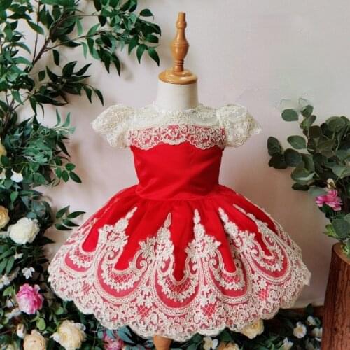 New Spanish Girls Red Dress Girls Festival Dress New Years Dress Christmas Dress Kids Dresses for Girls Flower Girl Dresses
