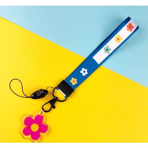 New Cute Flowers Mobile Phone Rope Female Neck Hanging Rope Mesh Lanyard Universal Mobile Phone Pendant Hanging Wrist Straps