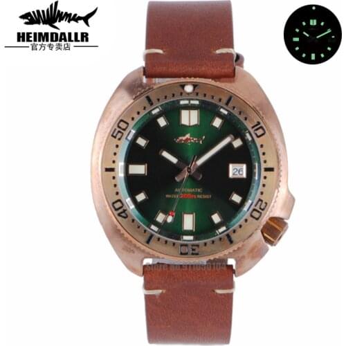 [Official Authentic] HEIMDALLR Bronze Diving Watch 6105 Sapphire Lens 200m Waterproof Automatic Mechanical Copper Mens Watch