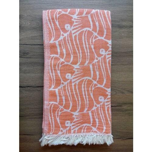 Peştamal Banyo Havlusu %100 Pamuk, Şal ve Plaj Havlusu 100x180 cm Çift Kat Balık