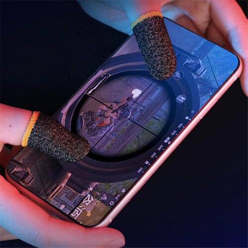 2pcs Game Gloves Sensitive Touch Screen Gaming Finger Thumb Sleeve Cover Silver Fiber Game Controller