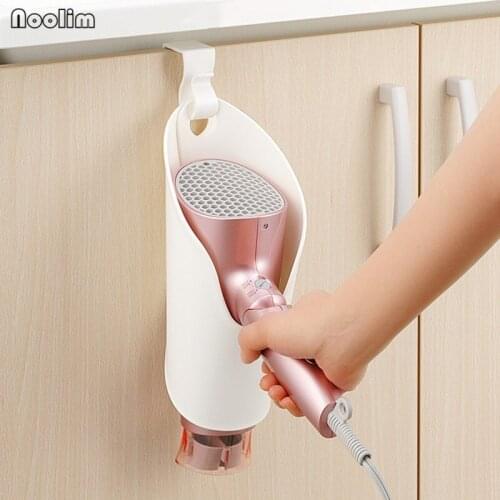 NOOLIM Cupboard Door Hanging Hair Dryer Holder Rack Hair Dryer Shelf Plastic Bathroom Walls Shelf Storage Hair Dryer Rack Stand