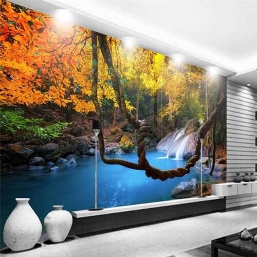 Beibehang Custom 3d wallpapers fantastic forest waterfalls natural scenery mural TV background living room wall decoration