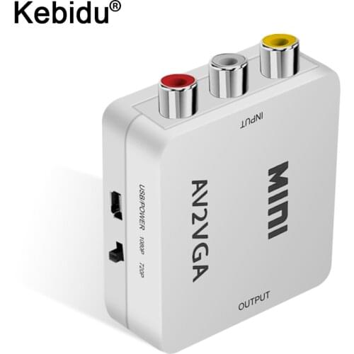 Kebidu Mini HD AV2VGA Video Converter Convertor with 3.5mm Audio VGA to AV Converter Conversor For PC to TV HD Computer to TV