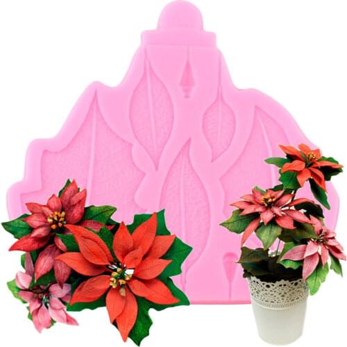 Poinsettia Leaf Veiner Silicone Mold Fondant Mould Cake Decorating Tools Candy Polymer Clay Chocolate Gumpaste Moulds