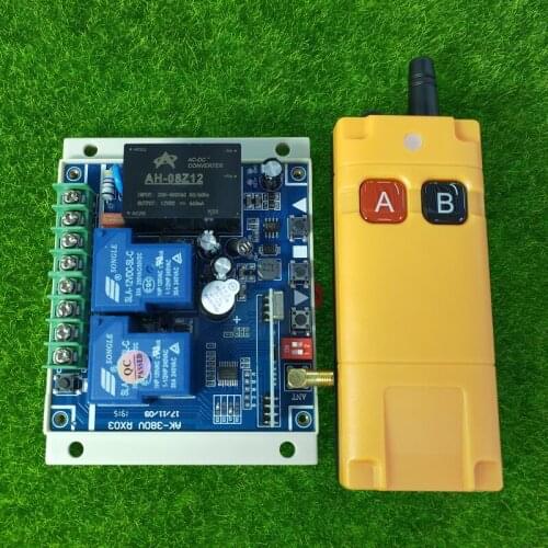 433mhz AC 220 V 240 V 250V 380V 2 CH RF Wireless Remote Control 30A relay for Industrial farm electric light power switch