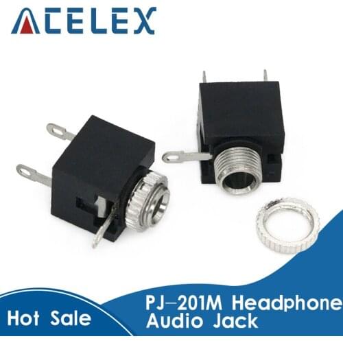 100Pcs PJ-201M 2.5MM headphone jack audio jack 2.5 mono audio Socket PJ201 3 feet