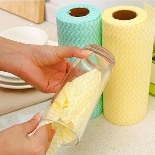 A roll of 50 pieces of disposable and reusable kitchen dishwashing cloth, cleaning rag, cleaning cloth, dishwashing towel