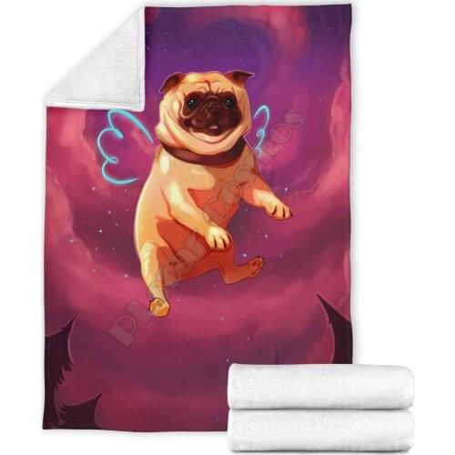 Cute pug wings fleece blanket funny dog lover Printed Wearable Blanket Adults/kids Fleece Blanket Sherpa Blanket