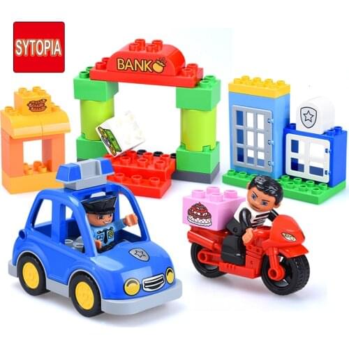 Sytopia Bank Robbery Mini City Children Building Blocks Big Size Educational Toy For Baby Kid Gift Toy Compatible With Duploe