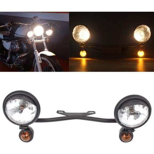 Universal Motorcycle Black light Driving Bar Turn Light Fog Spot Light For Harley Da-vidson Yamaha VStar 400 650 1100 1300