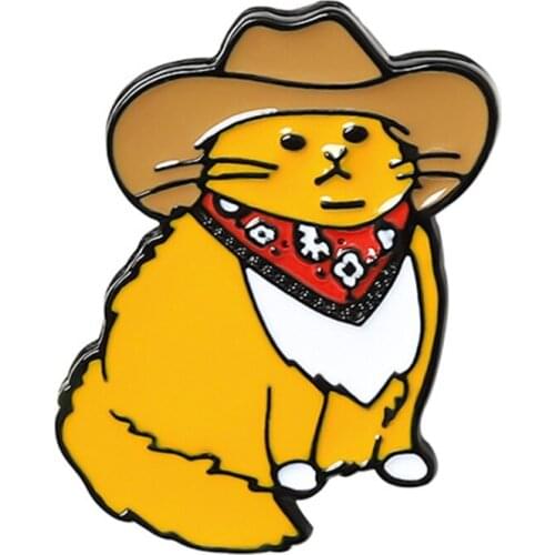 Japan and South Korea Creative Trend Animal Cartoon Cute Western Cowboy Cat Style Brooch Accessories Pin Denim Badge