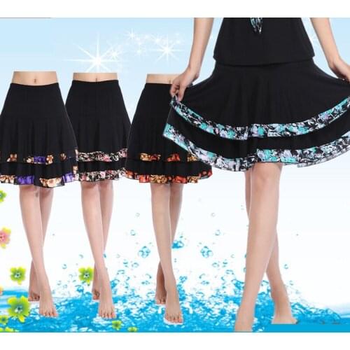 2019 fashion woman print latin skirt female casual belly dancing skirt adult dancing print skirt