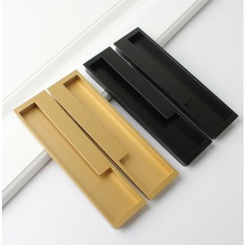 Gold/Black/gray/Embedded Stealth Door Handle Slotted Drawer cupboard wardrobe hidden door handles interior doors