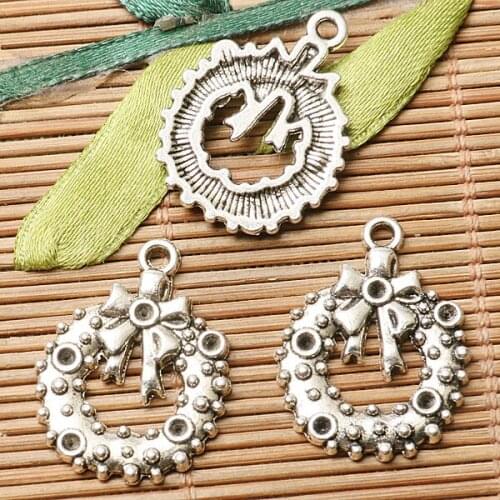 12pcs dark silver color Christmas wreath design charms EF2801