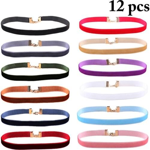 12PCS Womens Velvet Necklace Decorative Assorted Sexy Choker Necklace Jewelry Gothic Clavicle Necklace Fashion Accessories