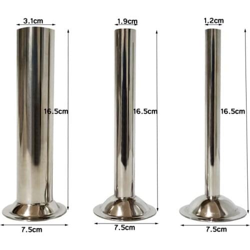 3pc/Set 7.5cm Base Stainless Steel Handmade Sausage Tube Meat Grinder Filling Meat Tubes Sausage Filling