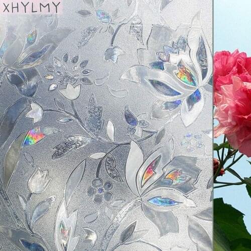 3D Laser Privacy Window Film Static Decoration Self-Adhesive Film UV Blocking Heat Control Stained Glass Window Sticker For Home