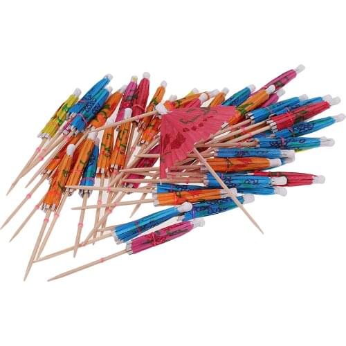 50pcs Colorful Kids Birthday Party Umbrella Cocktail Parasol Picks Drinks Food Sticks Tropical Luau Party Decoration