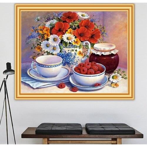 5D DIY Diamond Painting Fruit Flowers Cross Stitch KitFull Drill Square Embroidery Mosaic Art Picture of Rhinestones Decor Gift