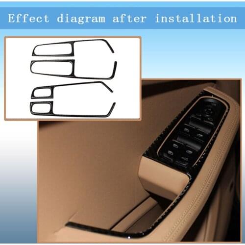 4pcs For Porsche Macan Accessories 2017 2018 2015 2016 Window Glass Llift Switch Panel Cover Trim Frame Carbon Fiber 3D Stickers