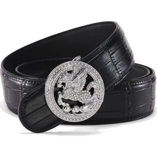 Aoluolan leather Designer Luxury Brand Male Belts Fashion High Quality Jeans Belt Metal Smooth buckle