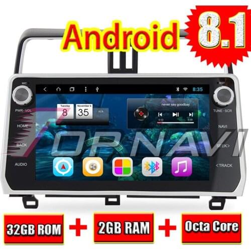 Car 2 dIN GPS Navigation Player for Toyota Prado 2017 2018 Android 8.1 2G 32G Auto Multimedia TOPNAVI Radio Octa Core 10.2