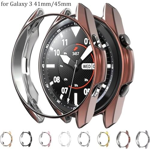 Case For Samsung Galaxy Watch 3 45mm 41mm strap TPU plated bumper shell frame watch3 41 45 mm Ultra Slim Cover Accessories