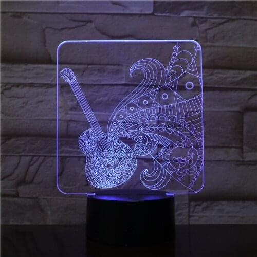 Colorful Guitar Touch 3d Lamp Illusion Led Night Light USB Atmosphere Table Lamp for Children Baby Kids Gift Bedside 2459