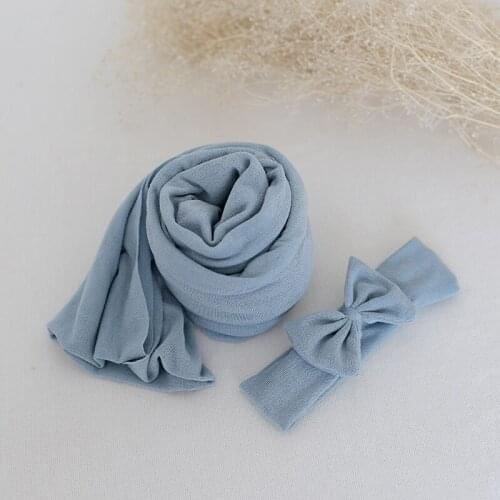 Newborn Jersey wraps Layer Fabirc Baby Soft Swaddle Backdrop Newborn Stretch knit Wraps And Headband Photography Props