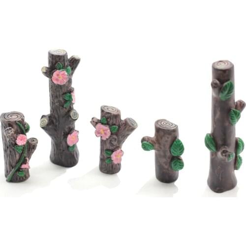Flower Tree Stump Figurines Fairy Garden Miniatures For Terrariums Ornaments Moss Micro Landscape Decoration