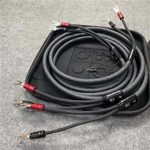 Hi-end Solid PPS Silver Biwire Audio Line Dragon Bass Speaker Cable Banana to Spade Plug