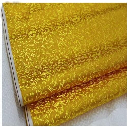 HLQON brocade malt flower golden fabric patchwork felt tissue telas bed sheet cheongsam dress children coat cloth 75cm width