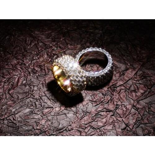 Ice Out Cubic Zircon Mens Ring 14 K Copper Charm Gold Silver Party RING Fashion Hip Hop Rock Jewelry