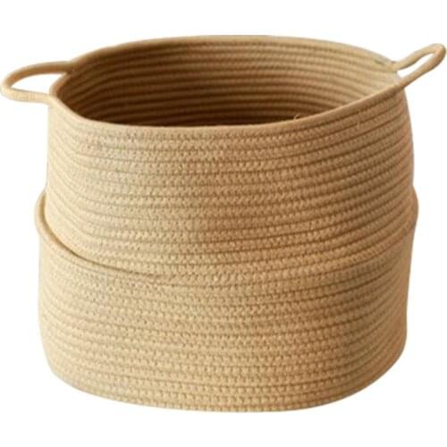 Cotton Rope Basket with Handle for Baby Laundry Basket Toy Storage Blanket Storage Nursery Basket Soft Storage