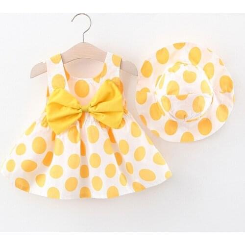 Bow backless cotton dots summer casual toddler girls dress baby kids dress for girl childrens clothes