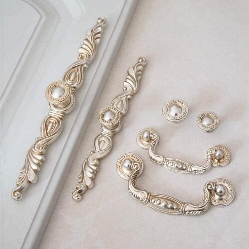 3.0'' 3.75'' 5.0'' Zinc Alloy Furniture Hardware Antique Silver Cabinet Handles Drawer Pulls Shabby Chic Cupboard Handle