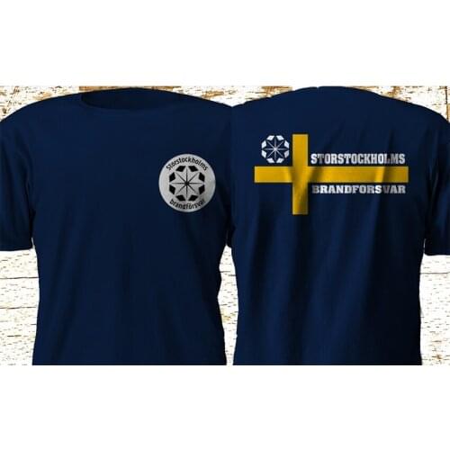 New Fashion T Shirt Graphic Letter New SWEDEN Firefighter STORSTOCKHOLMS BRANDFORSVAR FireFighter Navy TShirt S-3XL
