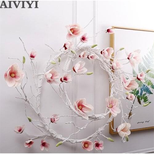 New 3m artificial white rod magnolia vine fake flower living room hotel decoration wedding landscaping art decoration magnolia