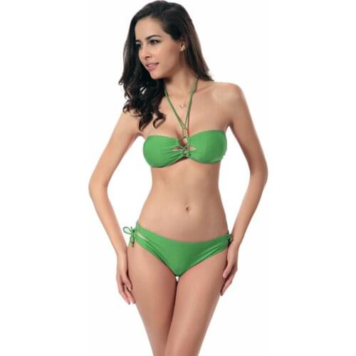 Cross - Tied Top Cent and Bottom Sides Beaded Neck Halter 2020 Vintage SWIMMART Hot Sexy Model Micro Bikini Set