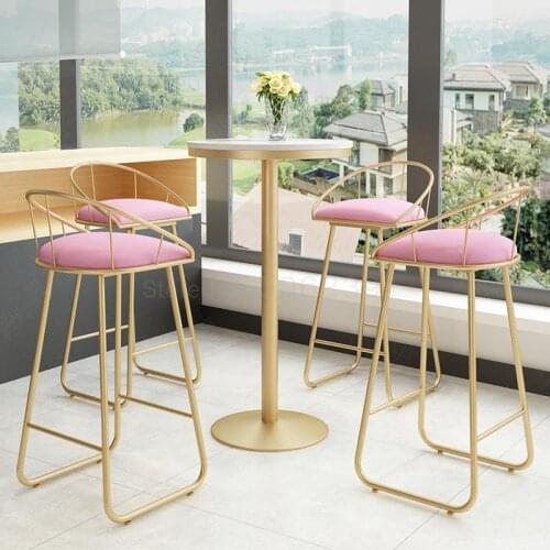 Simple high-foot coffee table and chair round small bar table leisure home balcony tea shop high chair combination