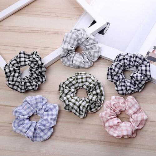 Dropship Sale 1pcs Christmas Hair Accessories Hair Rope Girls Rubber Bands Scrunches Korea Style Plaid Hair Scrunchies