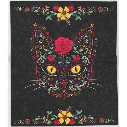 Sugar Skull Blanket Cool Design Kitty Cat Sugar Skull Fleece Blankets and Throw Blanket for Beds Christmas Decorations for Home