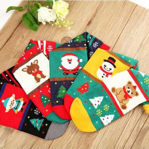 SP&CITY 5 Pairs Winter Crew Women Cartoon Christmas Socks Cotton Funny Elk Comfortable Ankle Casual Girls Warm Happy Art Sox